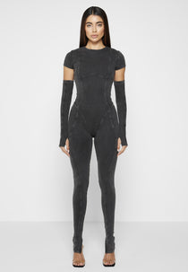 Cap Sleeve Contour Jumpsuit - Washed Grey