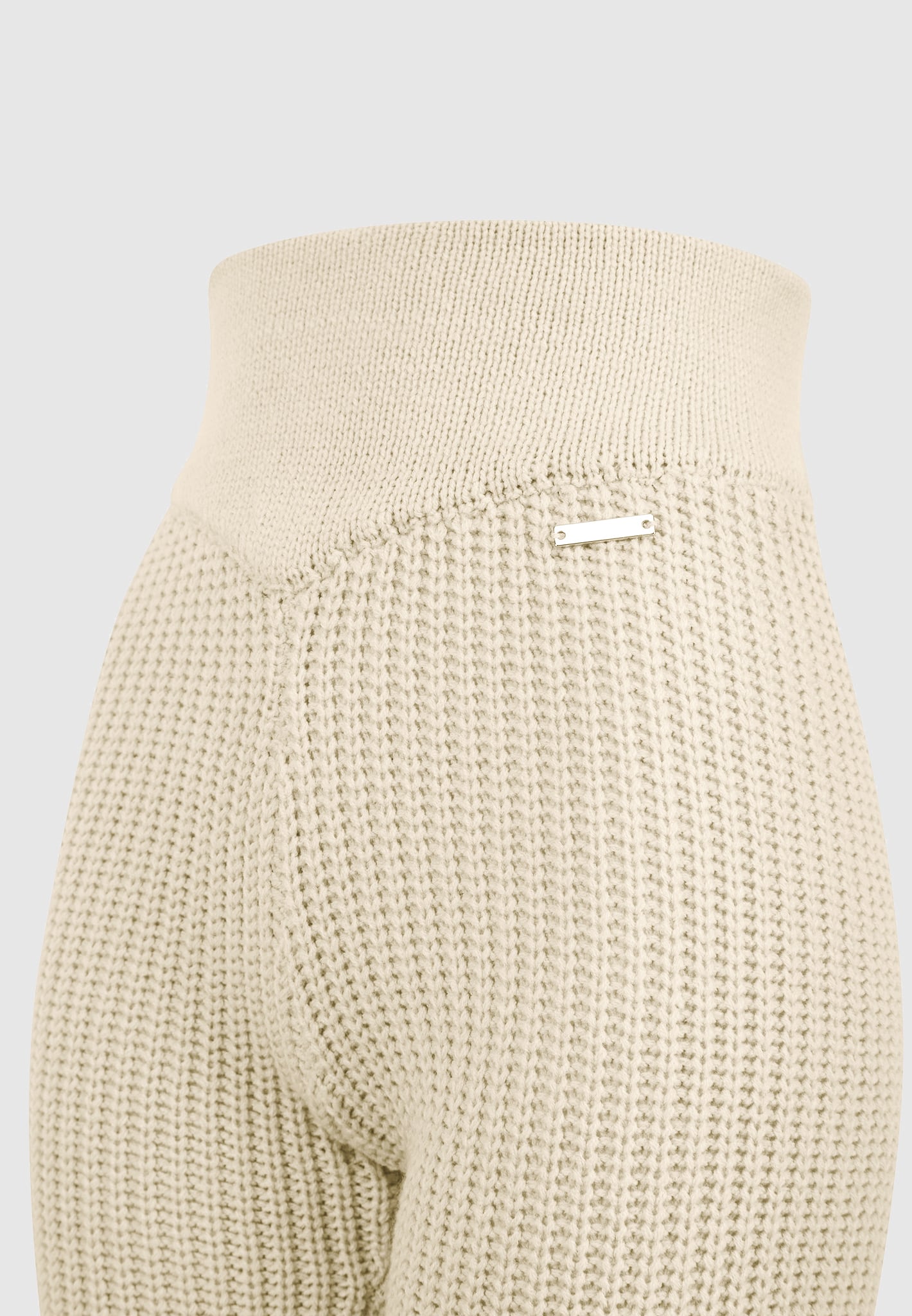Distressed Knitted Cycling Shorts - Beige