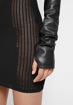 knitted-contour-dress-with-vegan-leather-sleeves-black