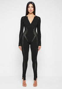 Knitted Contour Jumpsuit - Black