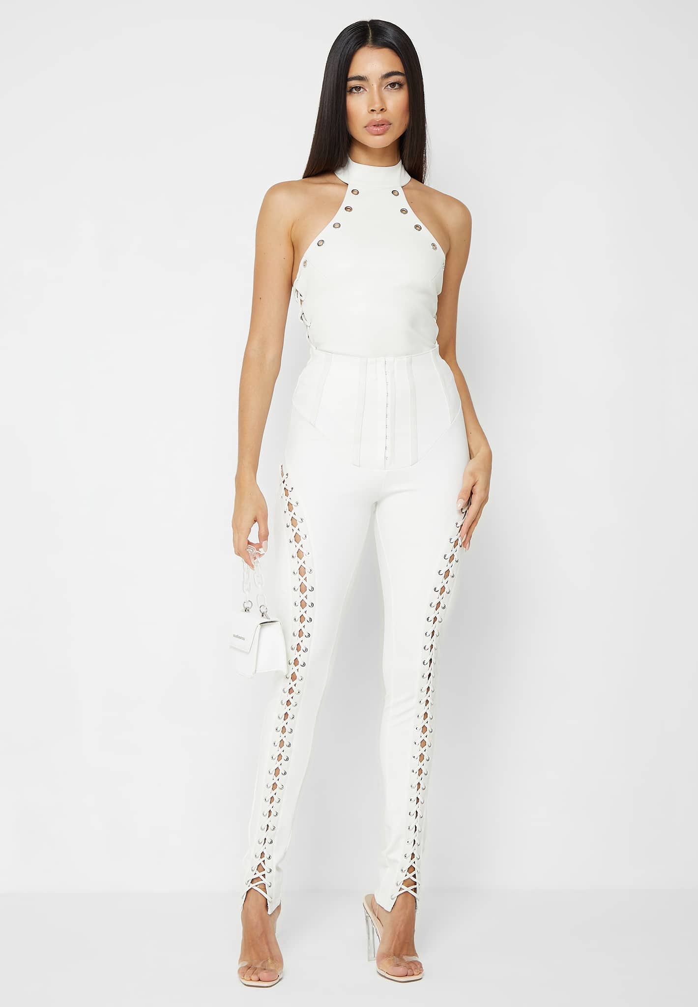 ボトムスその他 typeservice Lace Strap Leggings White Lanston Sport Griffith Slit Legging White LSP-143BO - Free