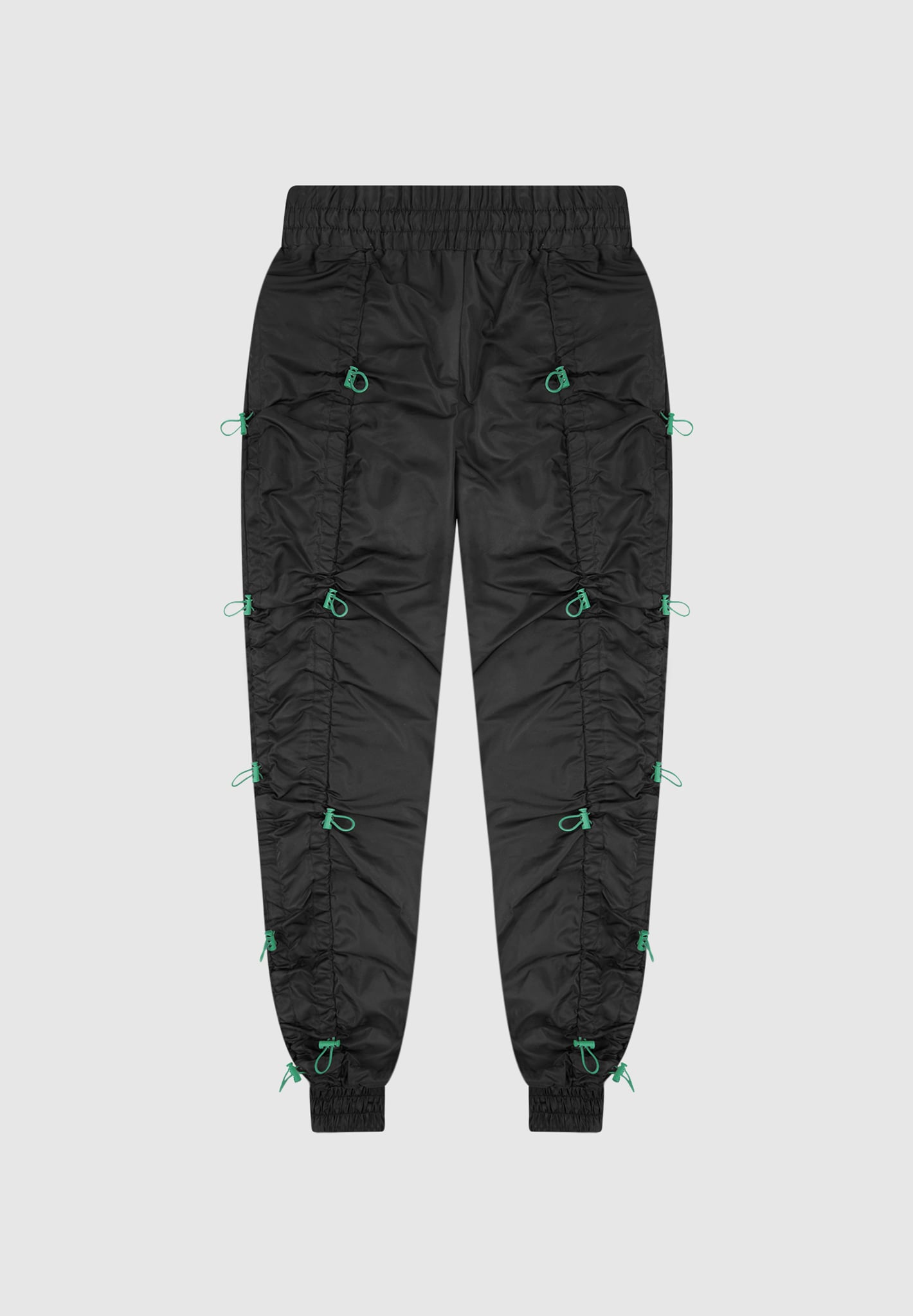 Nylon Bungee Ruched Cargo Pants Black/Green Manière De Voir