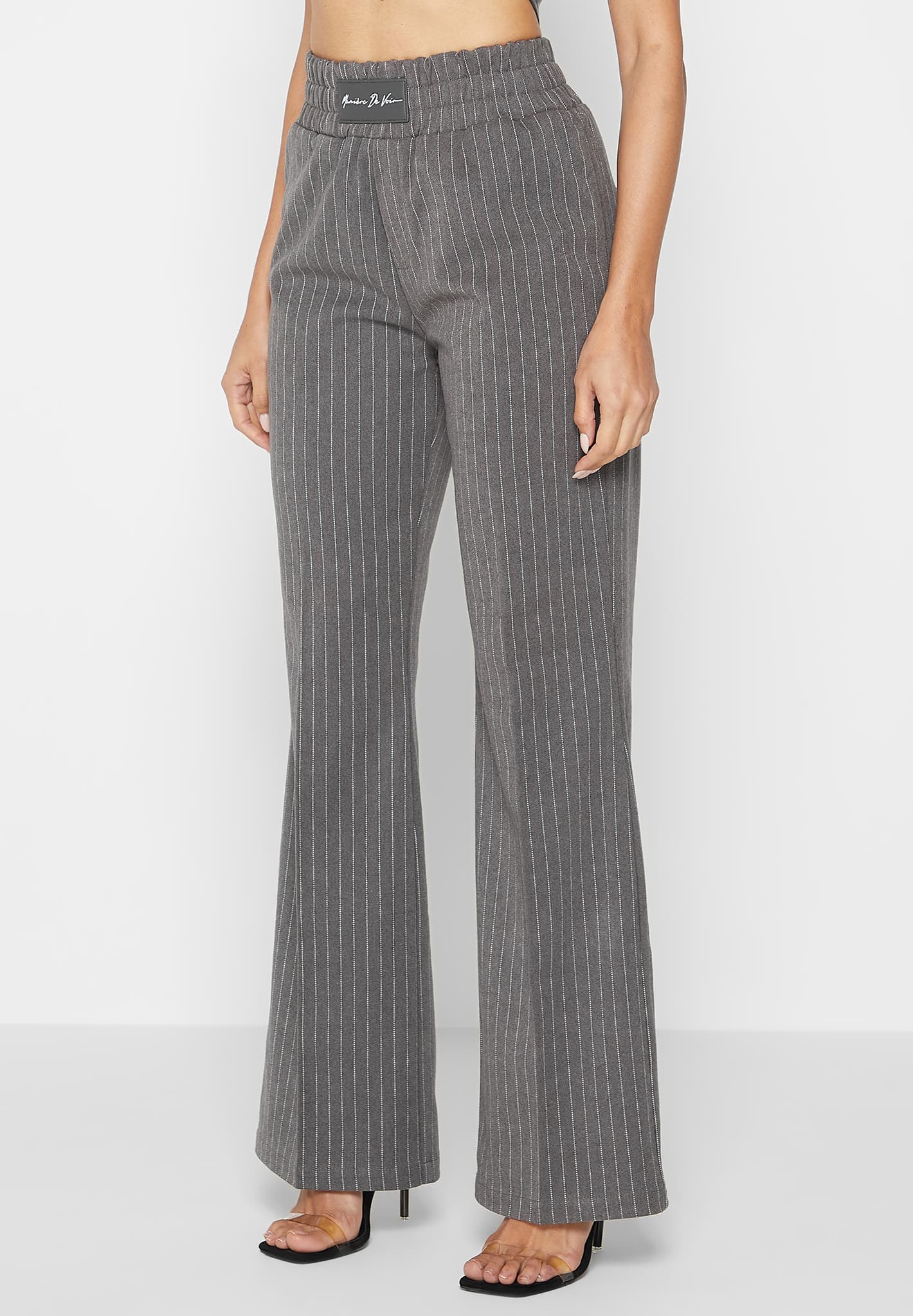 Urban Outfitters Archive Black Pinstripe Tailored Flare Trousers  Urban  Outfitters UK