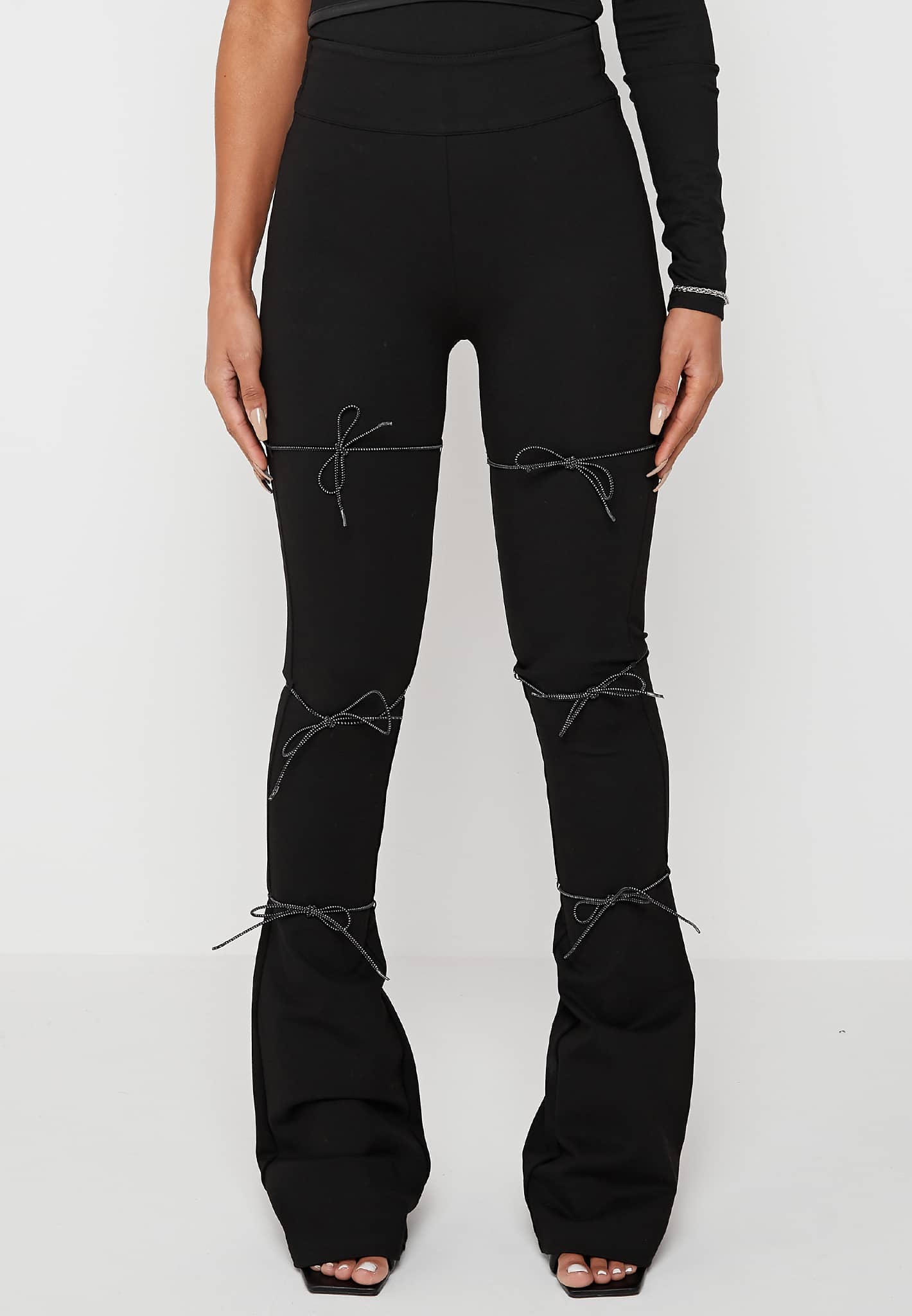 Reflective Bungee Flared Leggings - Black