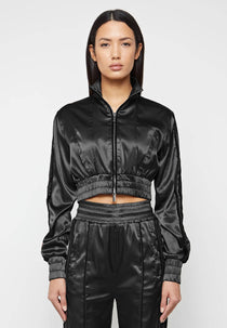 Satin Track Jacket - Black