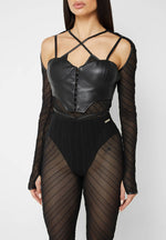 sheer-bodysuit-with-vegan-leather-corset-black
