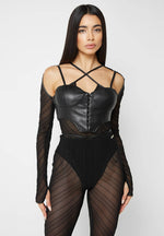 sheer-bodysuit-with-vegan-leather-corset-black