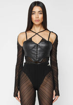 sheer-bodysuit-with-vegan-leather-corset-black