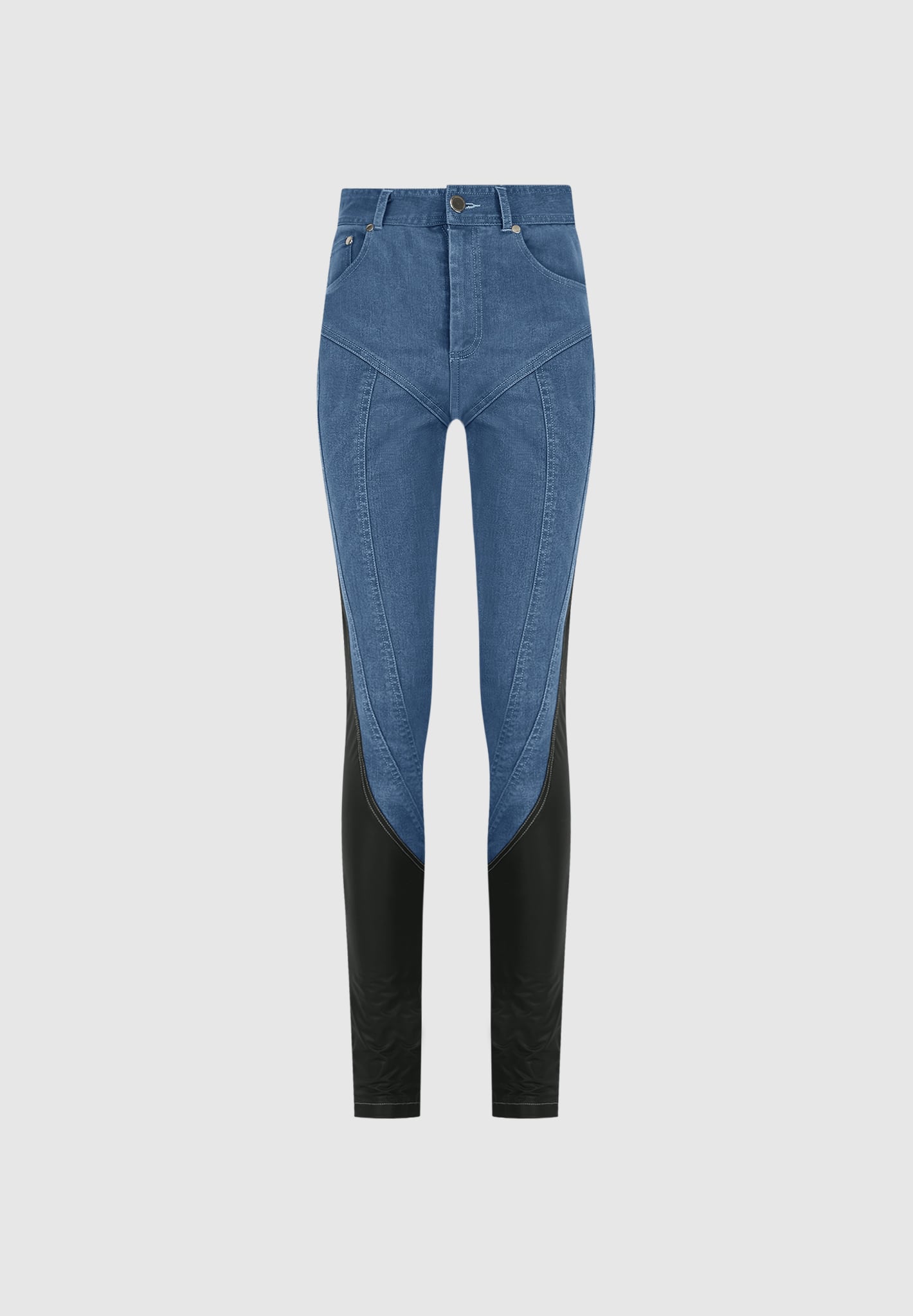 Vegan Leather Contour Skinny Jeans - Blue